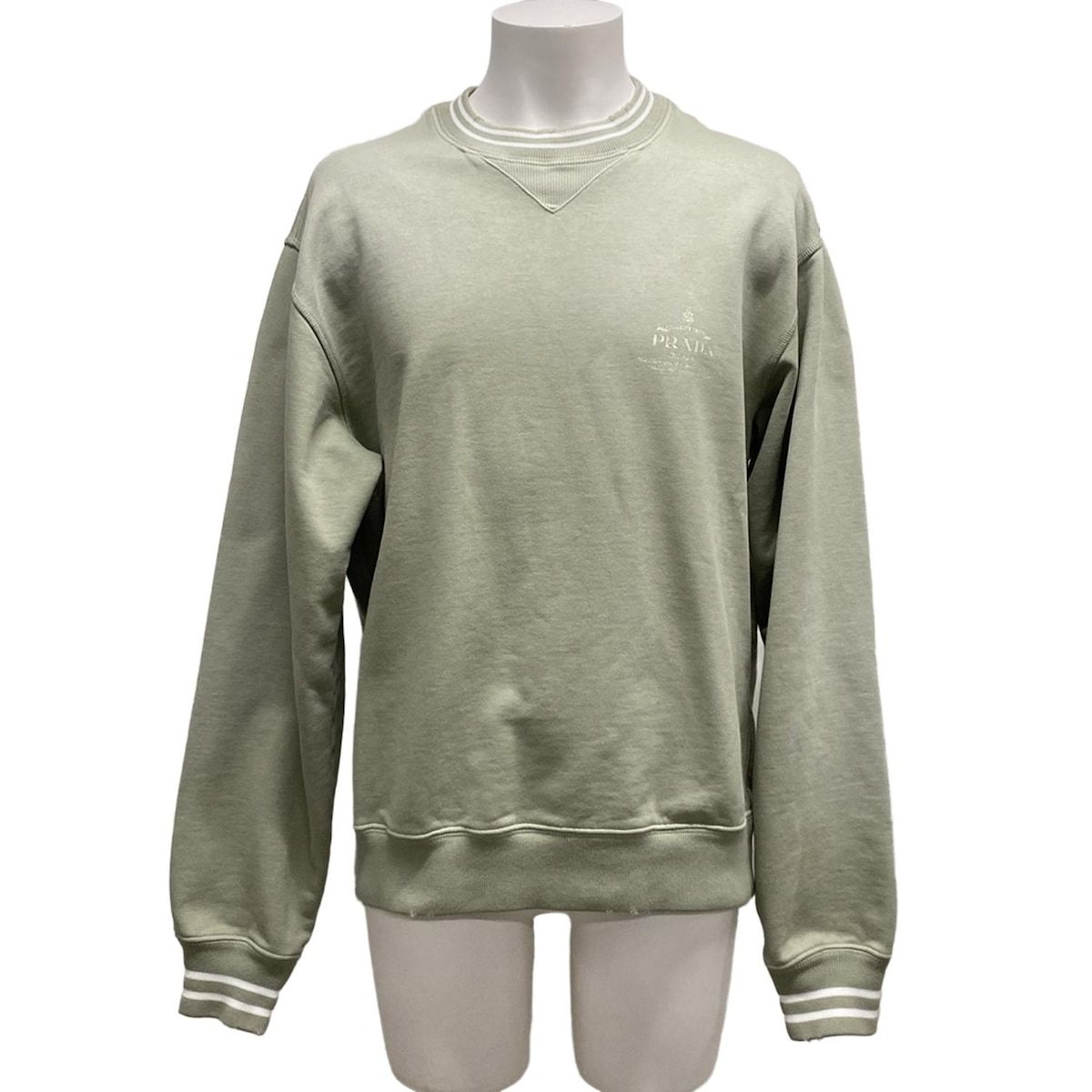 PRADA(プラダ) トレーナー サイズS - UJL69B ライトグリーン×白