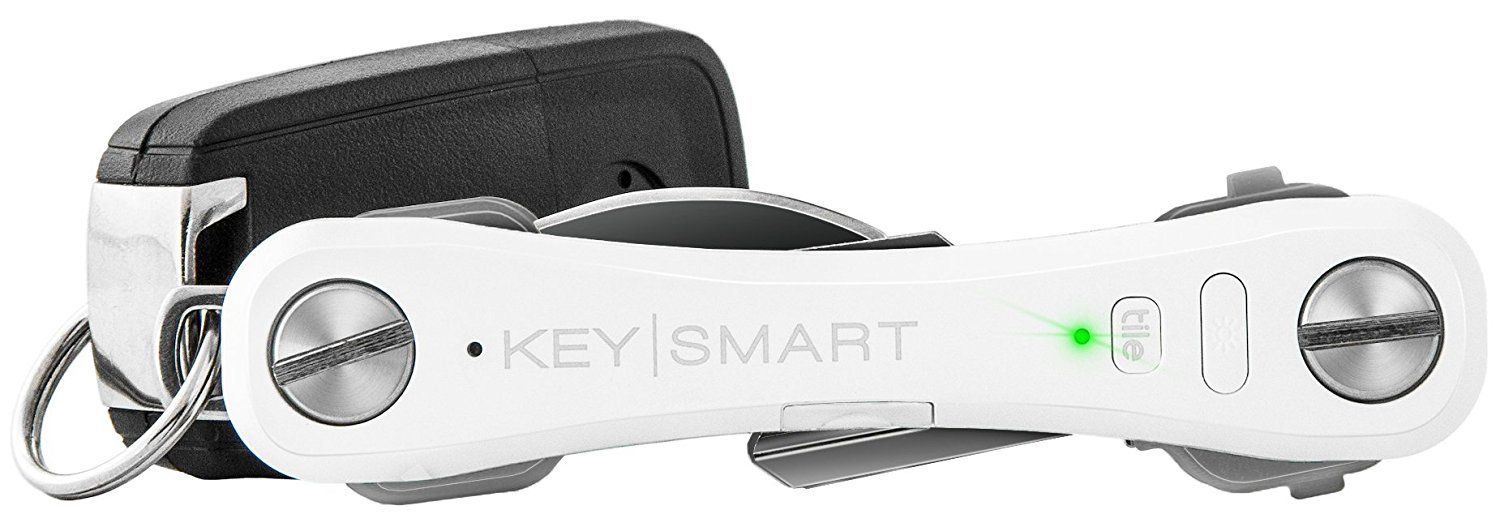 (キースマートプロ) KeySmart Pro コンパクトキーホルダー LEDライトとタイル 失くした鍵と電話をGPSで追跡するスマートテクノロジー 鍵2～10本 ホワイト 