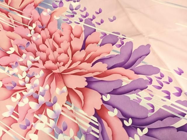 平和屋着物□豪華振袖 草花文 暈し染め 銀彩 ロング丈 正絹 逸品