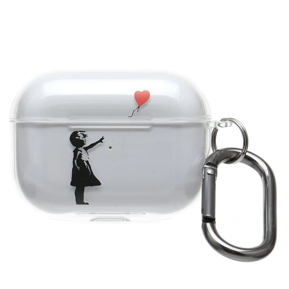 新着商品】Airpods pro ケース おしゃれ 韓国 Airpods pro2 ケース Banksy バンクシー 風船と少女  赤い風船に手を伸ばす少女 透明 クリア カラビナ エアポッド エアポッズ プロ カバー ハードケース イヤホンケース (AirP メルカリ