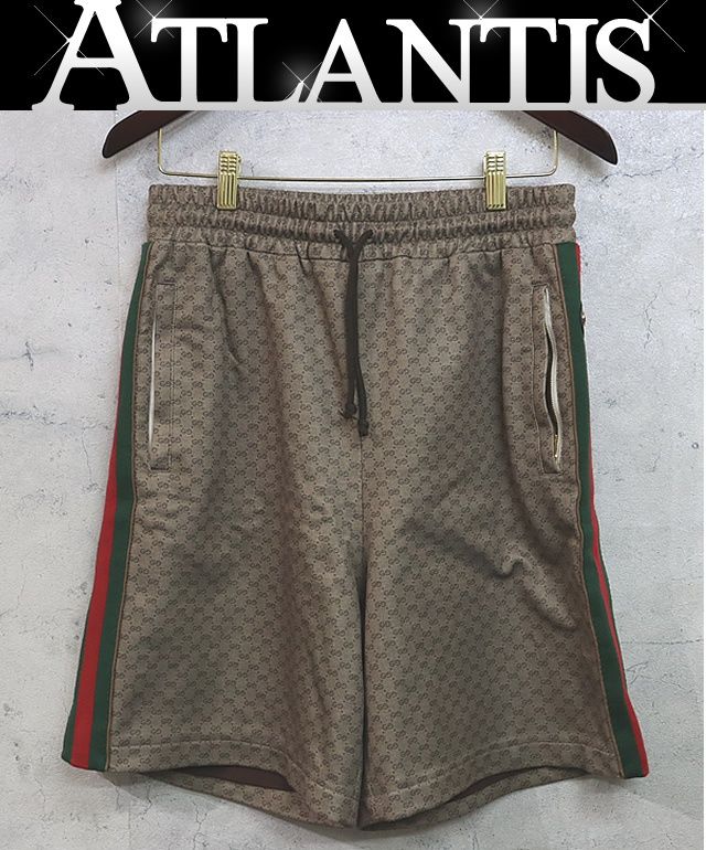 GUCCI 銀座店 グッチ GGテクニカルジャージー ハーフパンツ メンズ size:S ブラウン系 97780