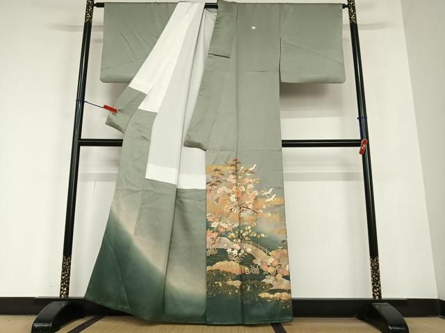 平和屋着物●豪華色留袖 作家物 飛鶴花車文 暈し染め 金彩 正絹 AABB6521zg