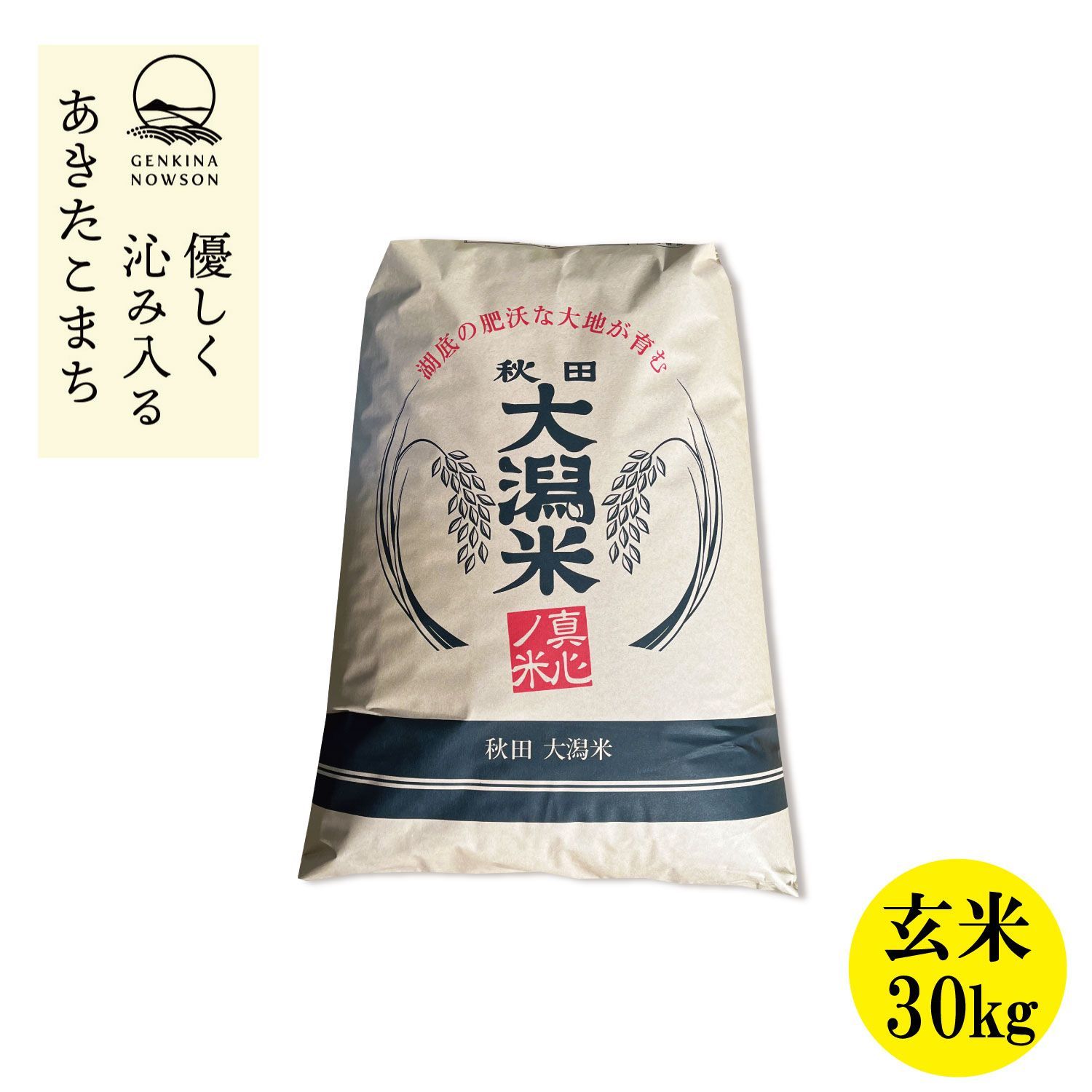 令和7年産 あきたこまち 特別栽培米 １等玄米 検査袋 ３０kg 沖縄配送不可