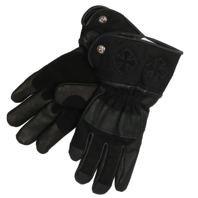 クロムハーツ プラスパッチ付きクロスボールレザーグローブ メンズ M