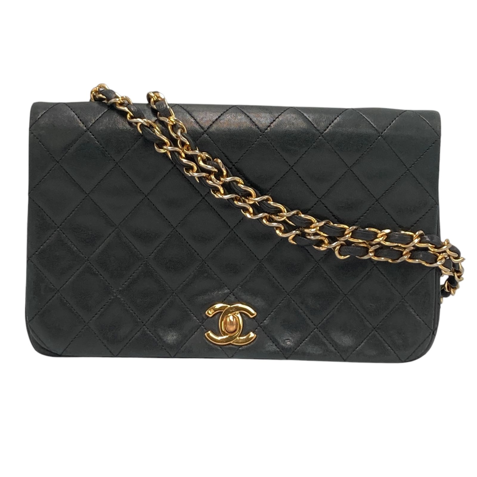 真贋判定済】CHANEL シャネル フルフラップ23 ブラック×G金具 真贋判定済】CHANEL シャネル フルフラップ23 ブラック×G金具