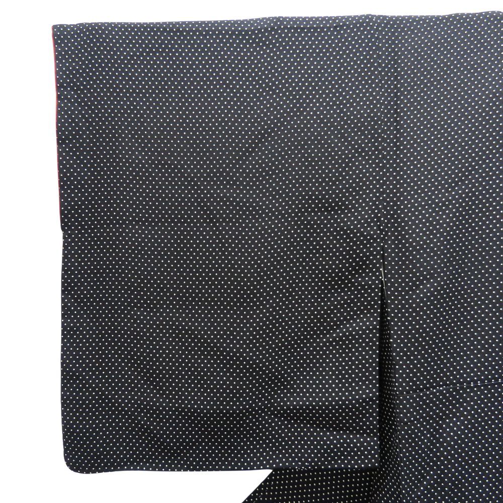 中古 小紋 紀裳苑 正絹 ブラック ホワイト ドット柄 水玉 落款あり 和装 呉服 和服 きもの レディース 女性 中古】 小紋 紀裳苑 正絹 ブラック ホワイト ドット柄 水玉 落款あり
