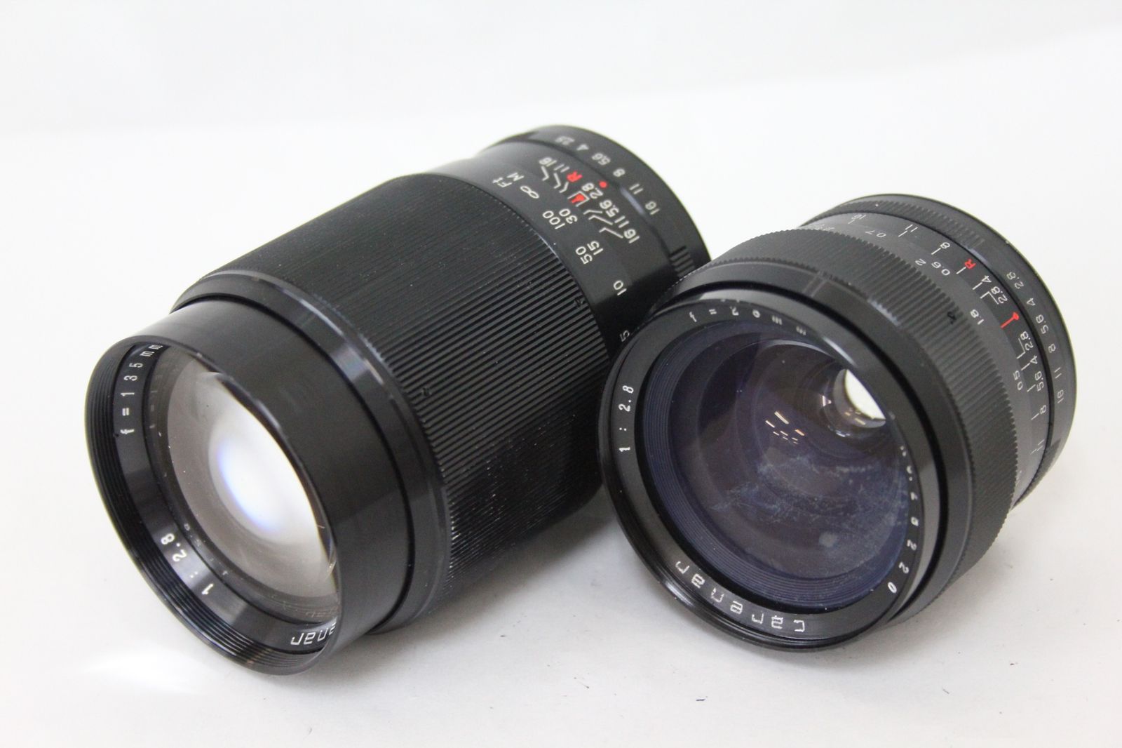 返品保証 レンズ2点まとめ Carenar 28mm F2.8 135mm F2.8 M42マウント レンズ M5246