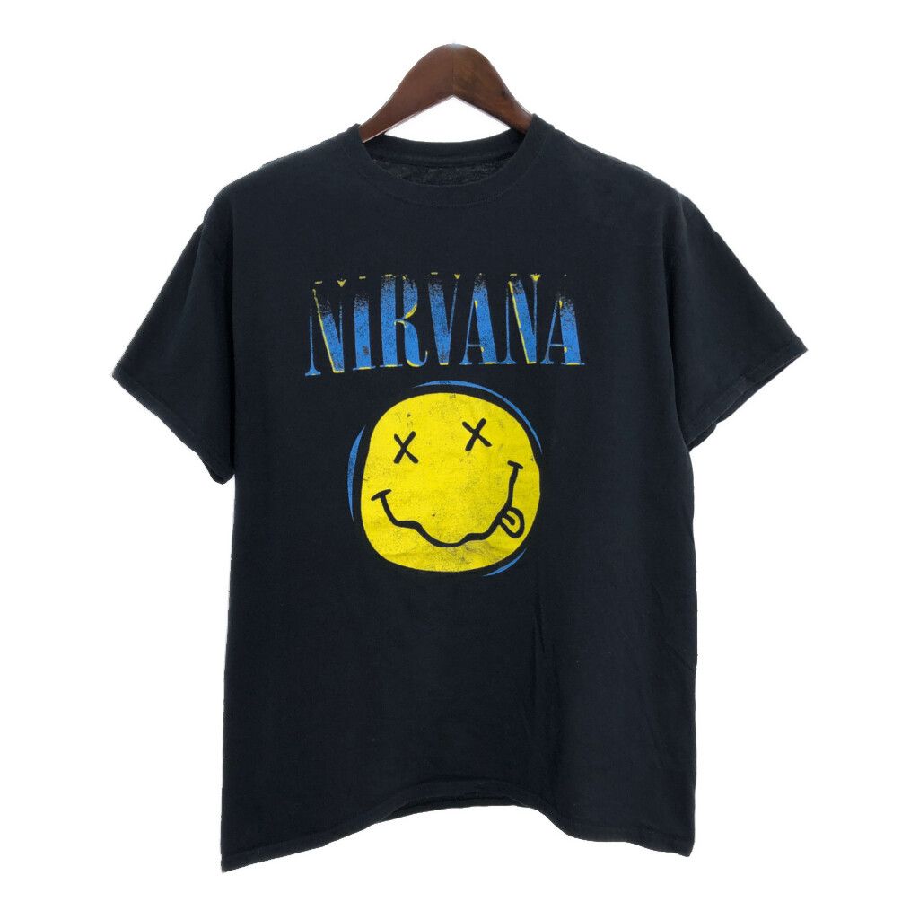 00s NIRVANA バンドtシャツ NIRVANA ニルヴァーナ Tシャツ バンド ブラック(メンズ L)中古 古着