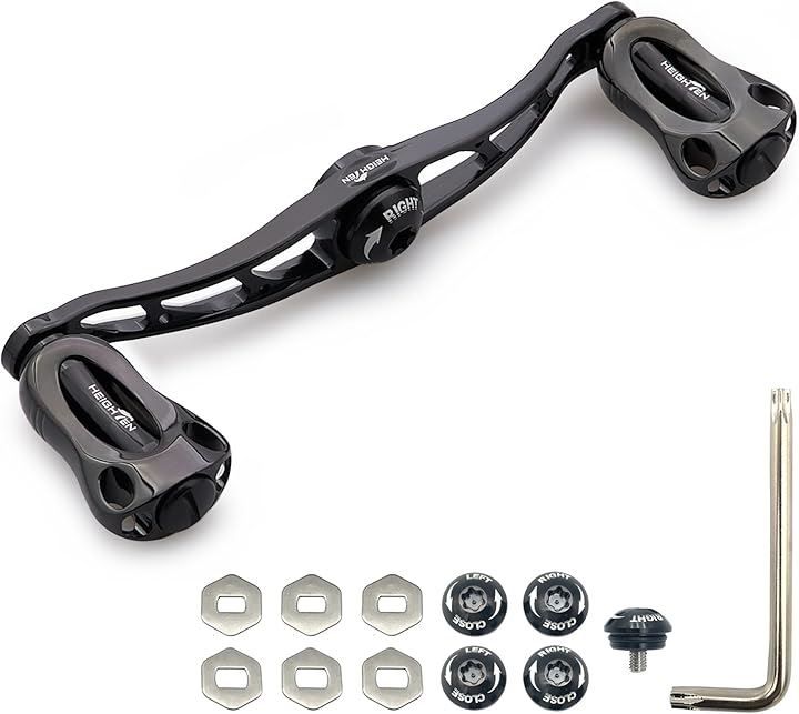 HEIGHTEN リール ハンドル 22mm ノブ搭載 シマノ SHIMANO ダイワ DAIWA アブ Abu 通用 ベイトリール Fan Series 862(ブラック, 115mm)