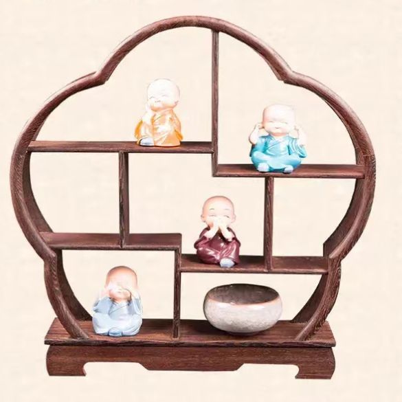 茶器棚　円形棚 中国茶器棚 丸形 丸型 中国茶器 棚 小 飾り棚 中国家具 円形