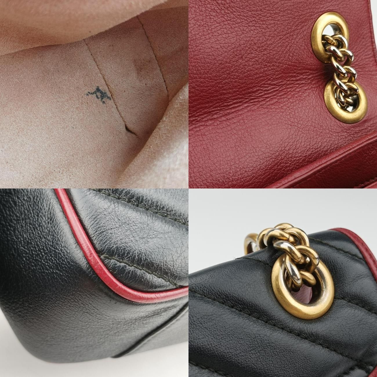 グッチGucciGGマーモントブラック×レッドレザー