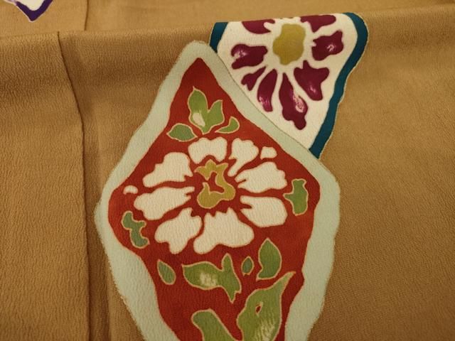 平和屋着物●アンティーク　大正ロマン　訪問着　花菱文　正絹　逸品　AAAT6614ck 平和屋着物○アンティーク 大正ロマン 訪問着 花菱文 正絹 逸品