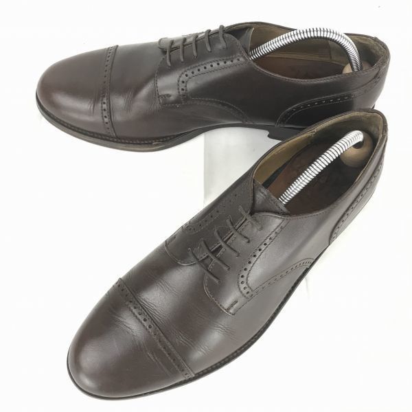 イタリア製 OSZWALD＆PECK 本革|パンチドキャップトゥ 29.0|暗茶 ドレスシューズ|ビジネス◆B-132