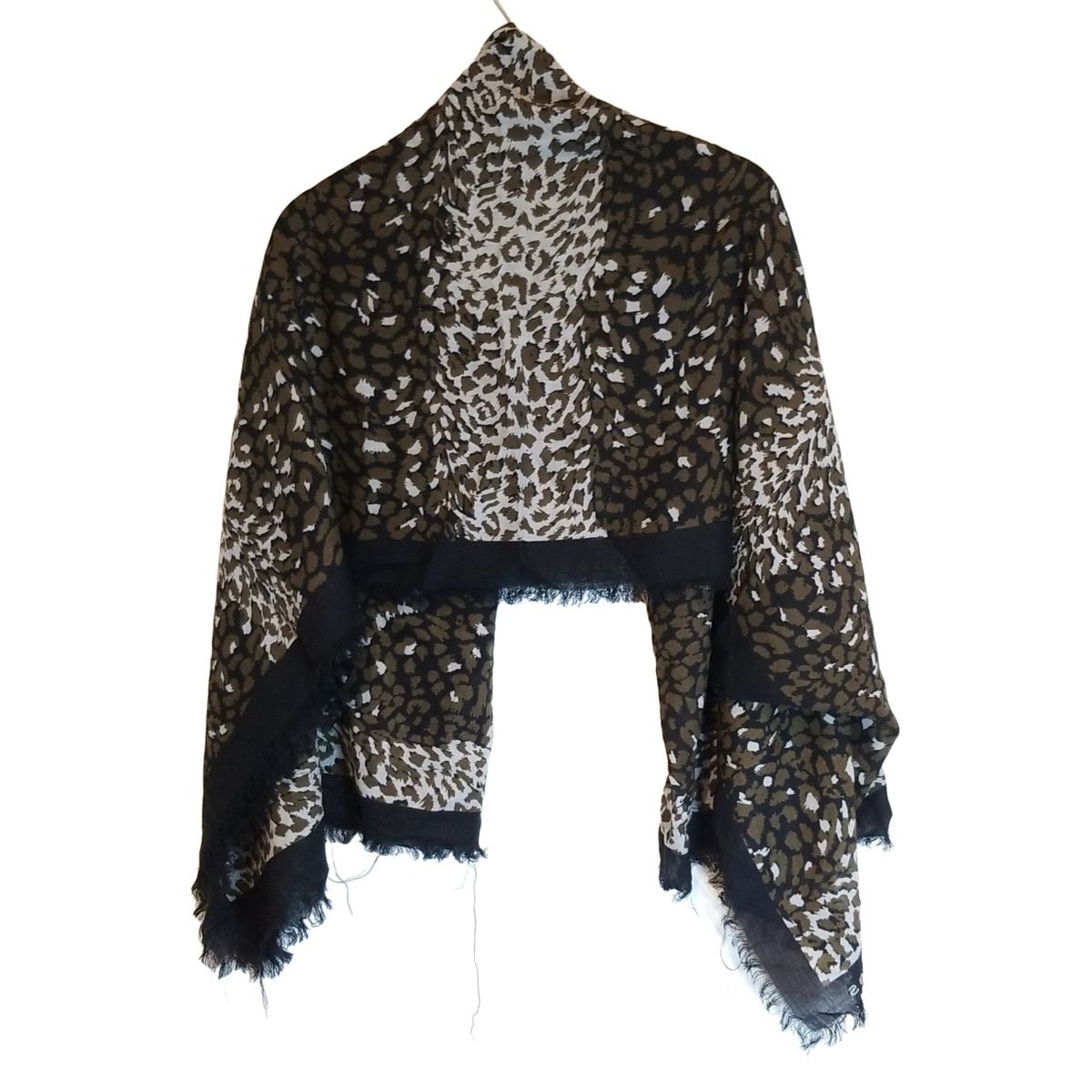 MARC BY MARC JACOBS マークバイマークジェイコブス ストール ショール - 黒×グレー×カーキ 豹柄 ウール