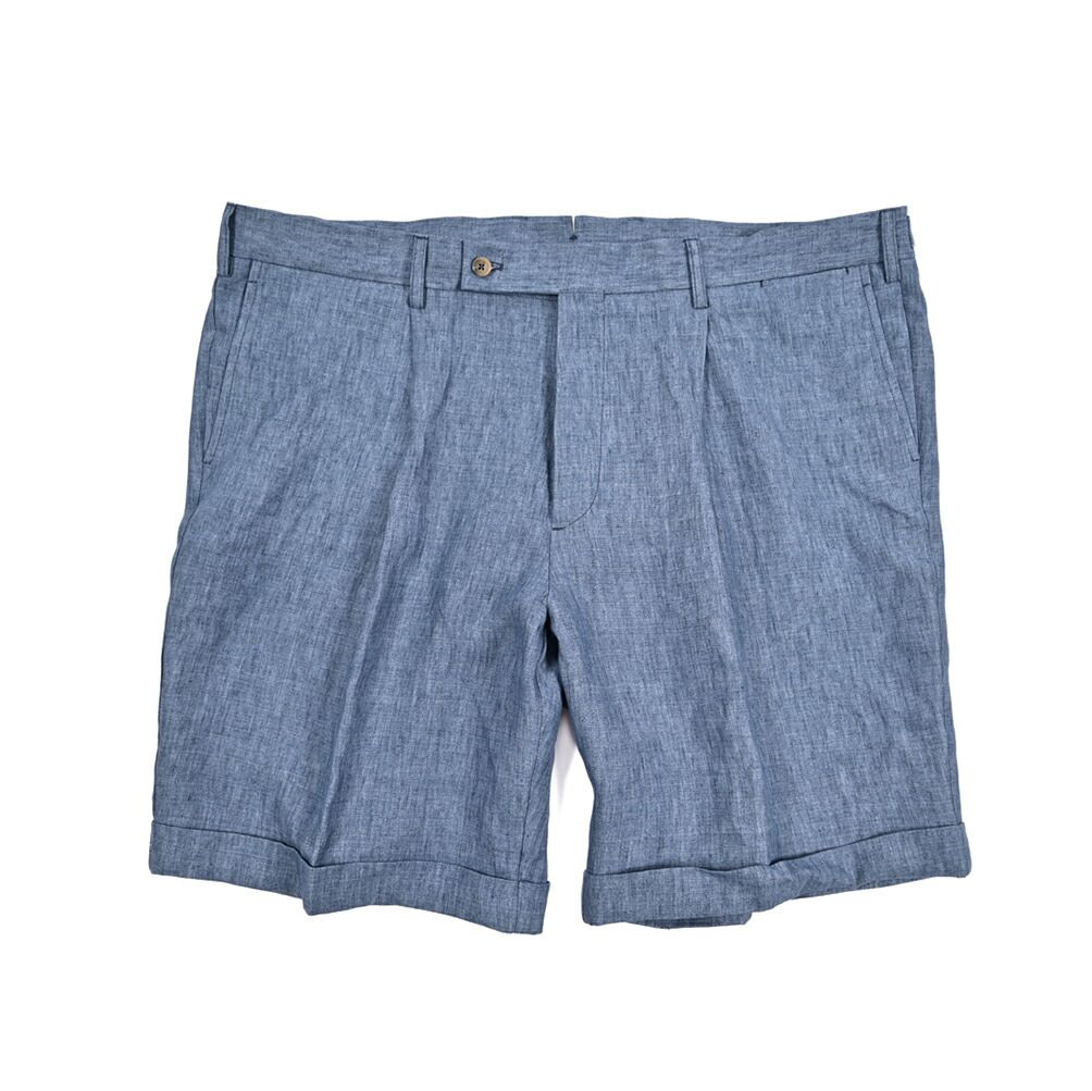 BERWICH ベルウィッチ BER_MUDA バミューダショーツ ワンタック ハーフパンツ 春夏 リネン ブルー イタリア製 424241