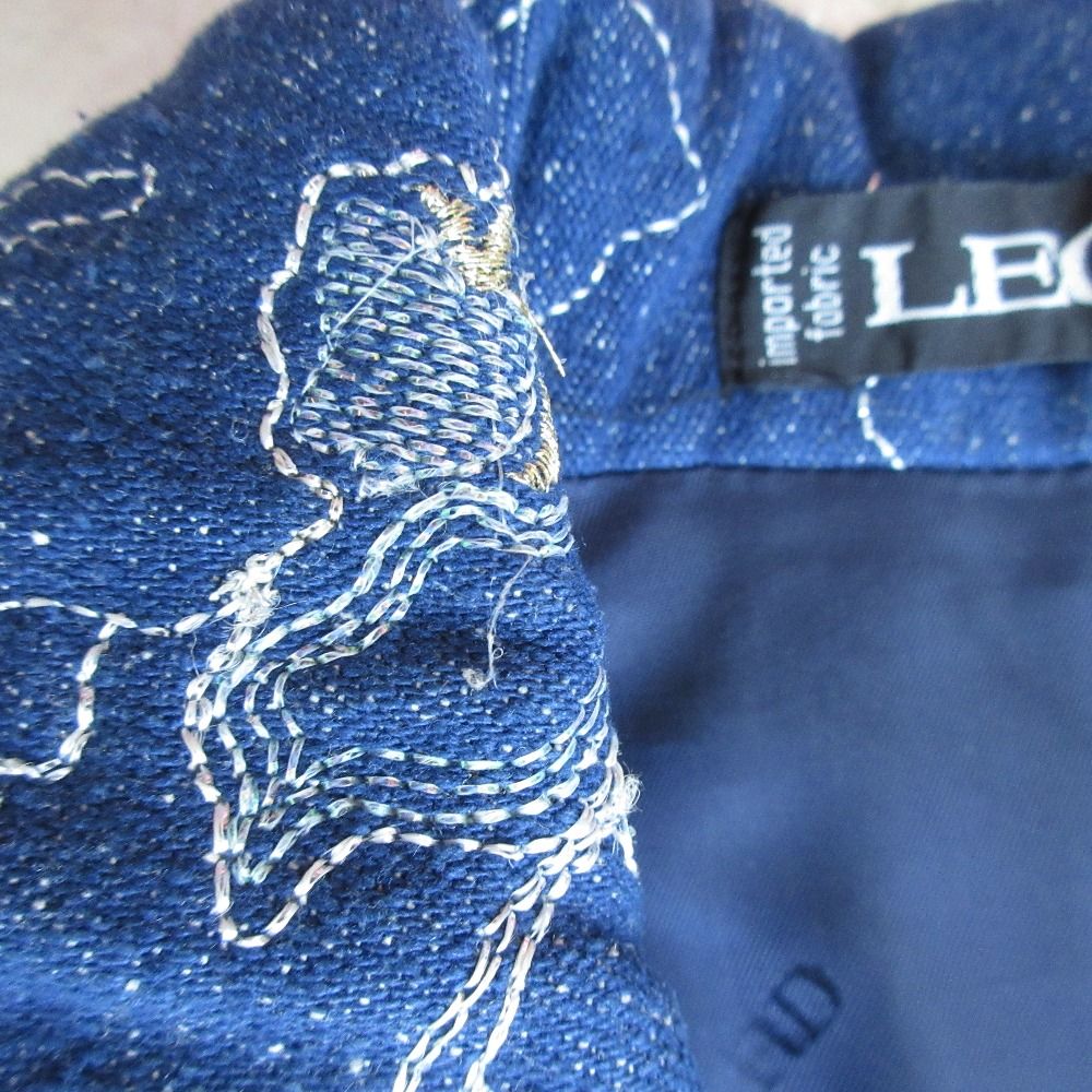 【美品】LEONARDレオナール日本製エンブロイダリー刺繍デニムジャケットL LEONARD レオナール FASHION ファッション 国内正規品 フラワー