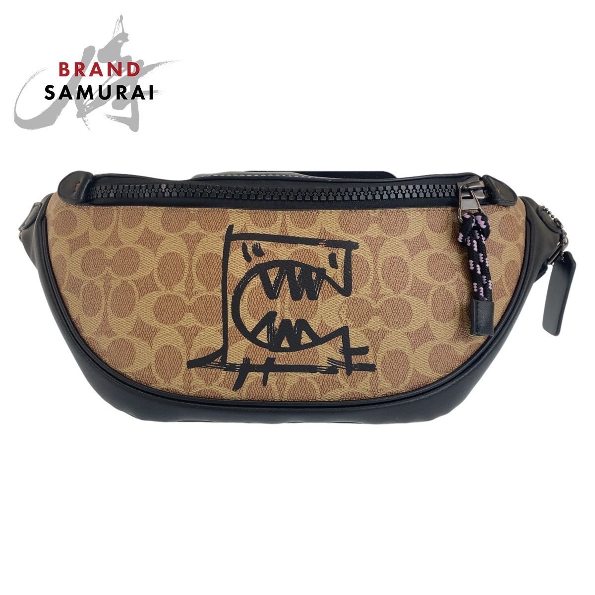 美品 COACH コーチ シグネチャー GUANG YU ベージュ ブラック 黒 