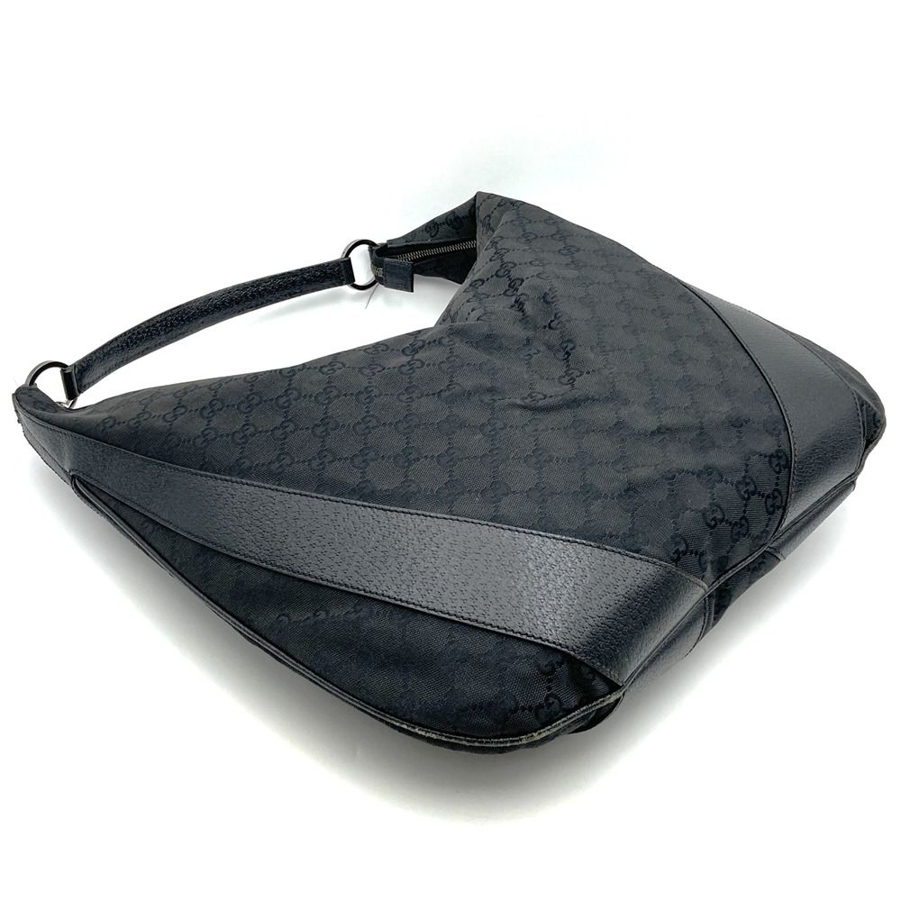 GUCCIショルダーバック GUCCI グッチ 124358 GGキャンバス ショルダーバッグ レザー ブラック