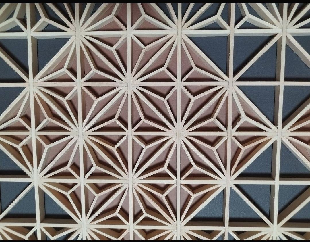 145 麻の葉組子入り 2枚一組 木製額縁 組子細工額縁 |