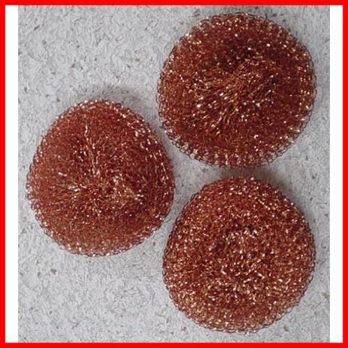 富士商 たわし 銅 キッチンスポンジ 3個入 直径9×厚さ2cm 雑菌の繁殖を防止 頑固な汚れに 純銅タワシ F4785
