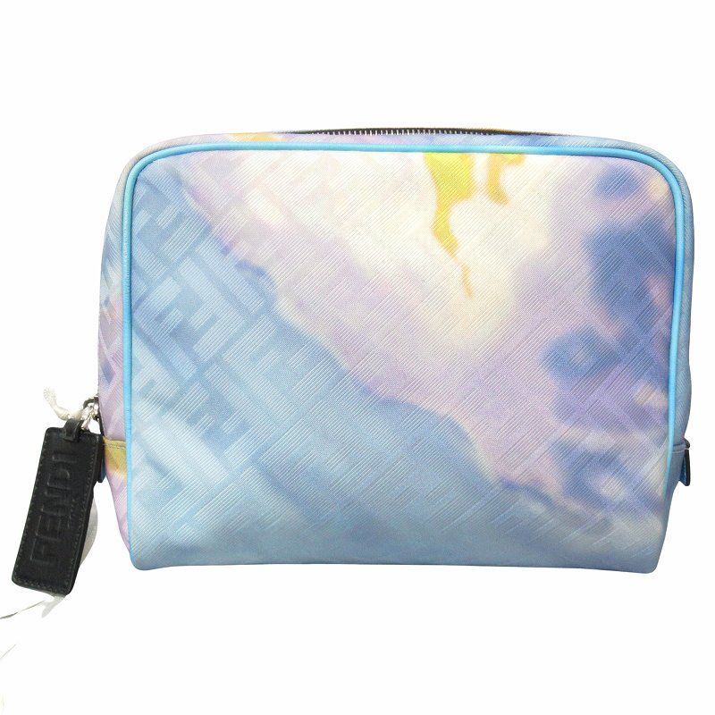 未使用 フェンディ FENDI FFロゴ ズッカ柄 ジャガード コスメ ポーチ