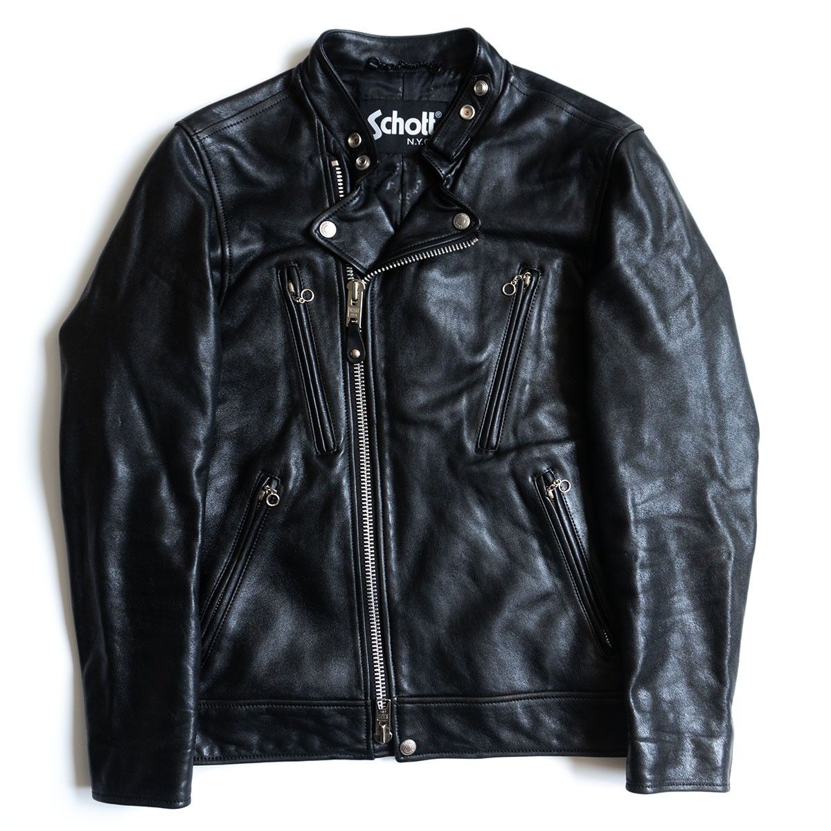 SCHOTT NEW DOUBLE BREST RIDERS M レザー ダブル ブレスト ライダーズ ジャケット ブラック ショット 羊革 25060530
