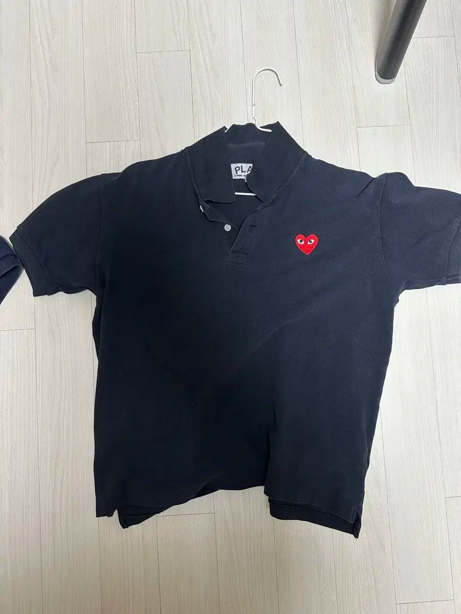 COMME des GARCONS コム デ ギャルソン 黒 ハート 半袖 ポロTシャツ