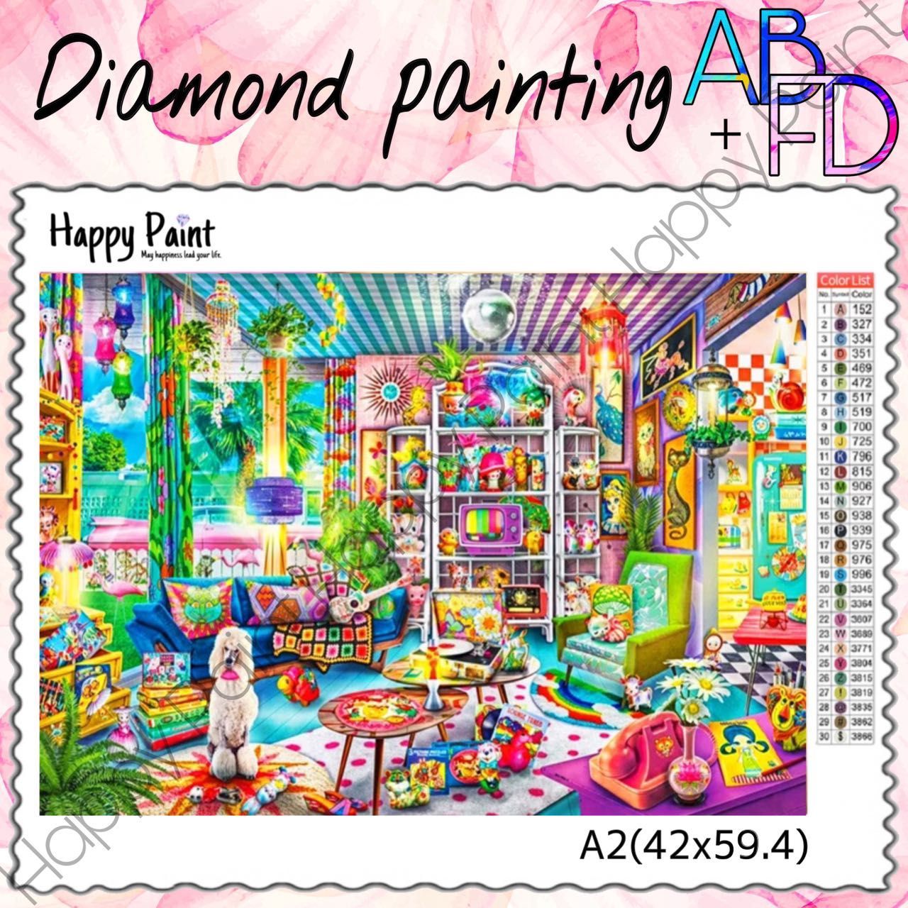 【ABビーズ＋FDビーズ入り】ダイヤモンドアート A2 カラフル 犬 いぬ ガチャガチャ お洒落／1217ABFD 人気・おすすめ｜安定人気・収納便利におすすめ 丁寧対応 配送追跡可