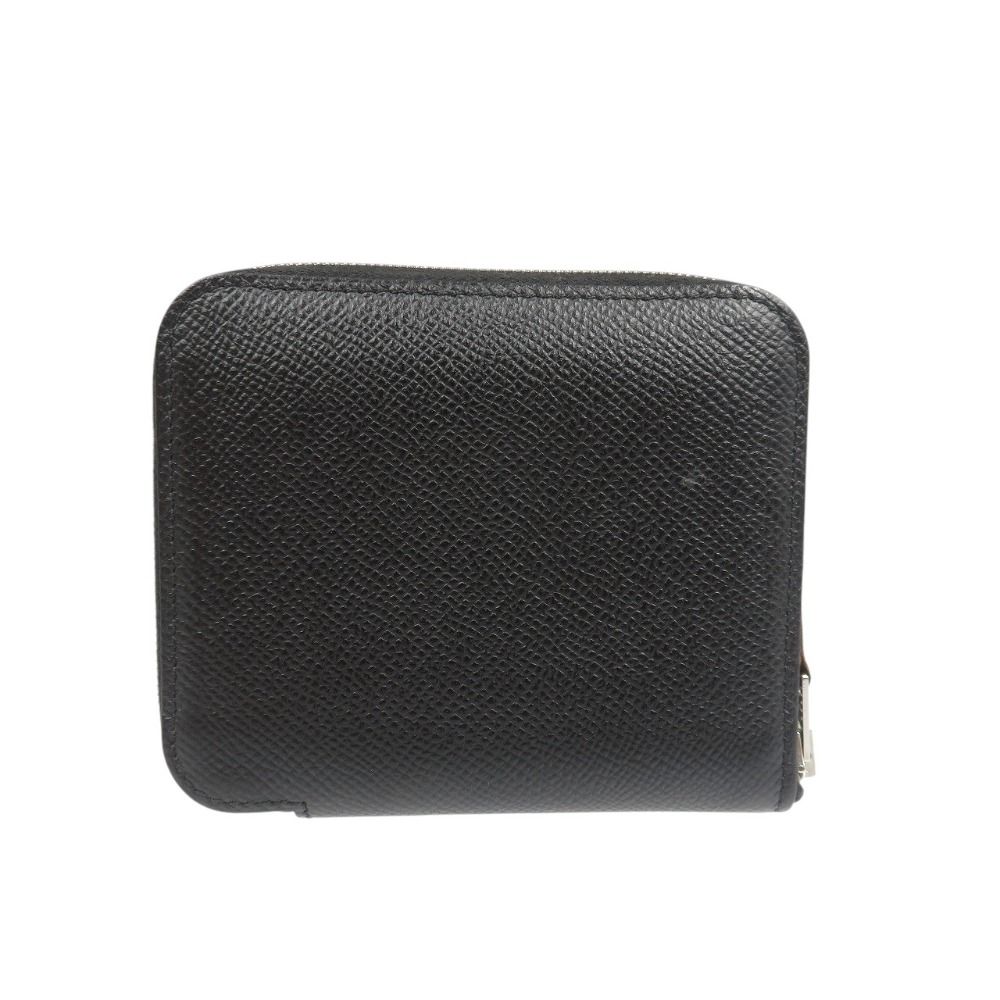 エルメス アザップ コンパクト シルクイン D刻印 ヴォーエプソン シルク シルバー金具 ノワール コインケース 1426 HERMES