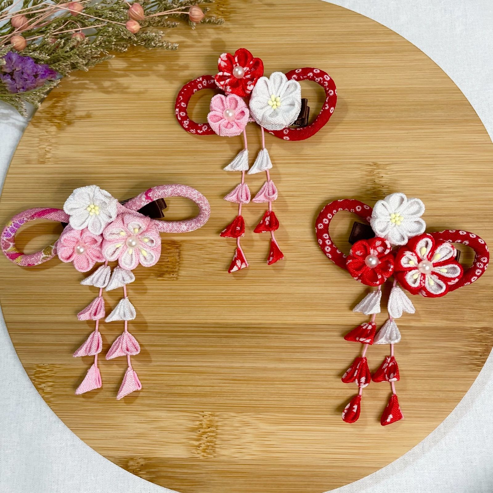 つまみ細工 髪飾り ヘアクリップ 滑り止め つまみ細工 髪飾り ヘア