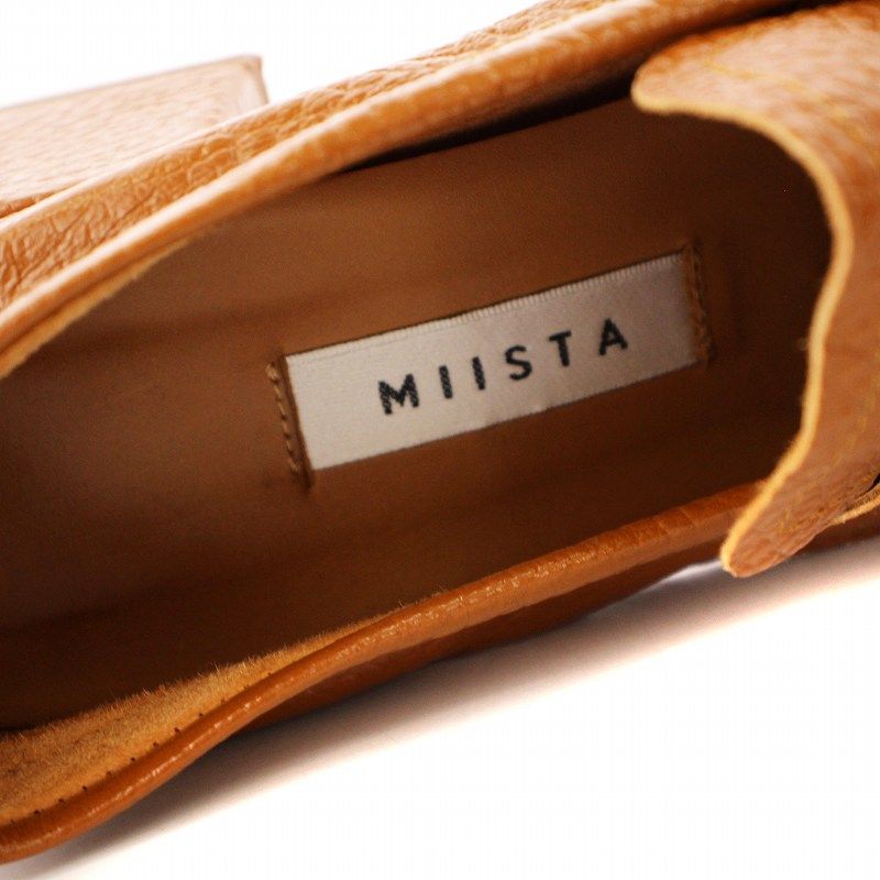 ミスタ Miista コインローファー スクエアトゥ レザー 38 茶 MI_3476 