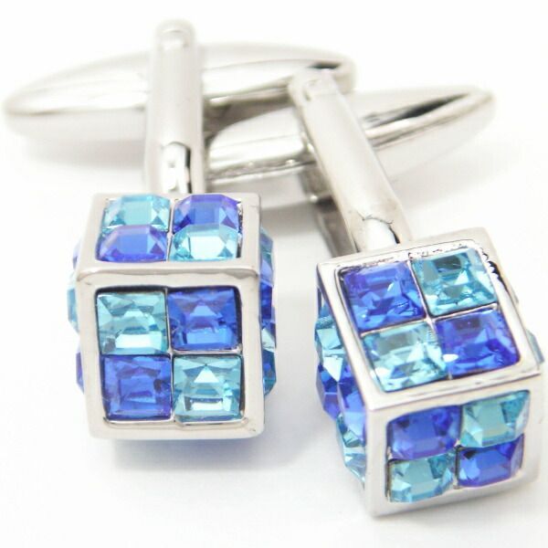きらきらブルーキューブ カフス カフスボタン カフリンクス cufflinks cuffs メンズ 男性 スーツアクセサリー専門店 父の日 ギフトにも 誕生日 プレゼント プチギフト おしゃれ カフスマニア