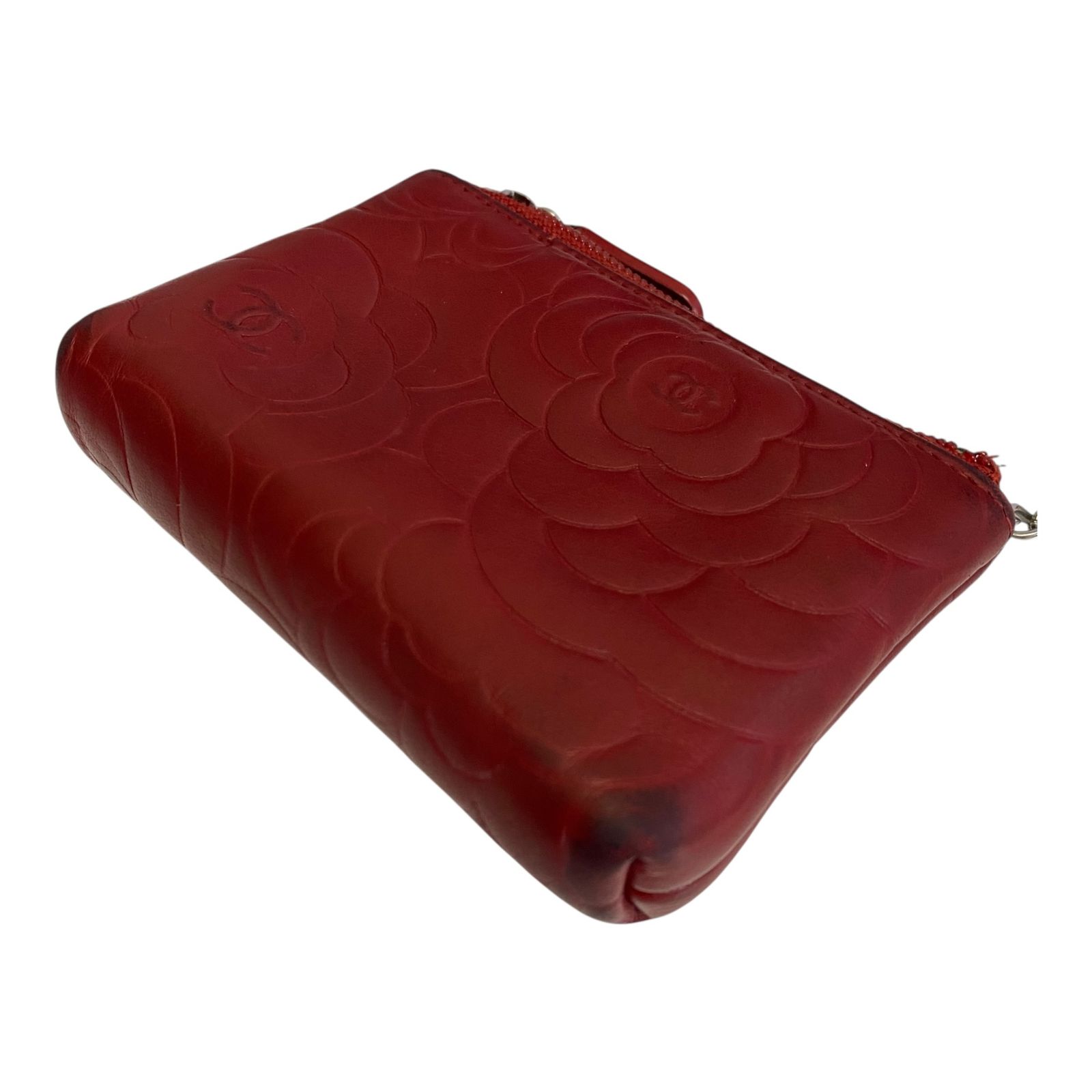 中古品】 シャネル CHANEL カメリア ココマーク コインケース レッド 