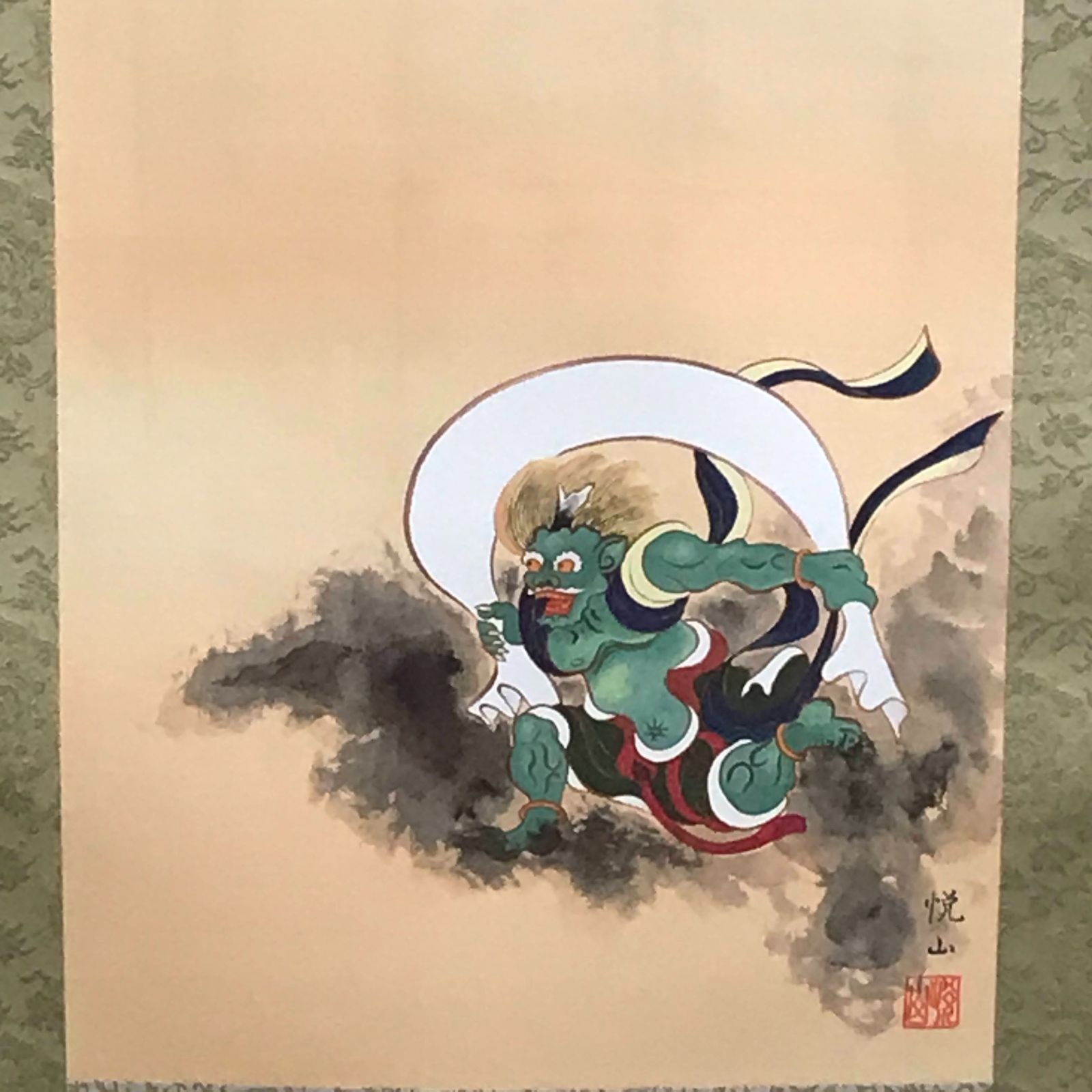 掛軸 掛け軸-風神雷神/斎藤悦山 仏書画掛軸 34-1 - メルカリ