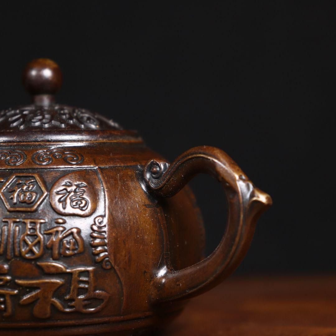 WEB限定お買い得商品の新着アイテム 銅製 置物 工芸品 装飾品 煎茶器 茶道具 水筒 茶壺 百福壺 工芸品