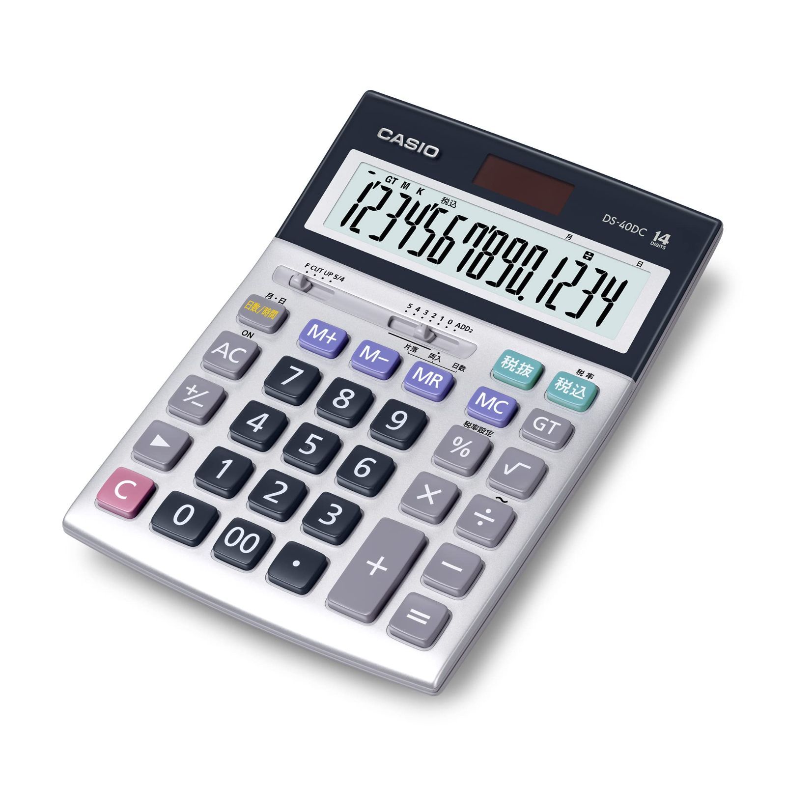 カシオ 本格実務電卓 14桁 日数-時間計算 グリーン 法適合 デスクタイプ DS-40DC