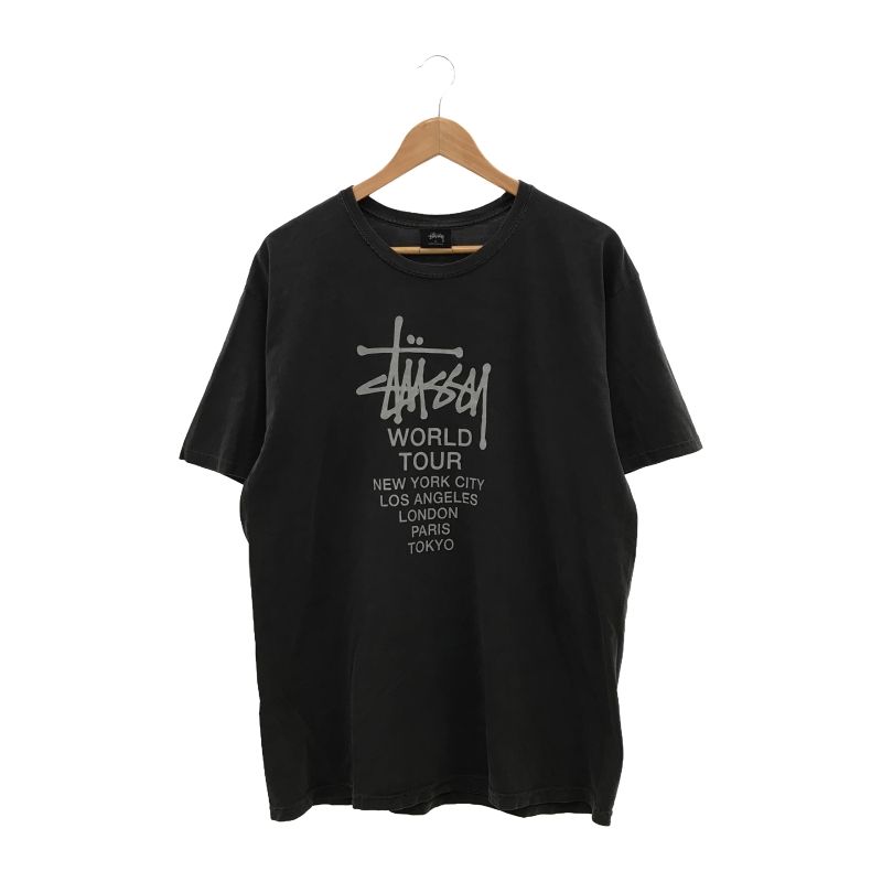 【中古】STUSSY ワールドツアーTee L グレー ステューシー[10]