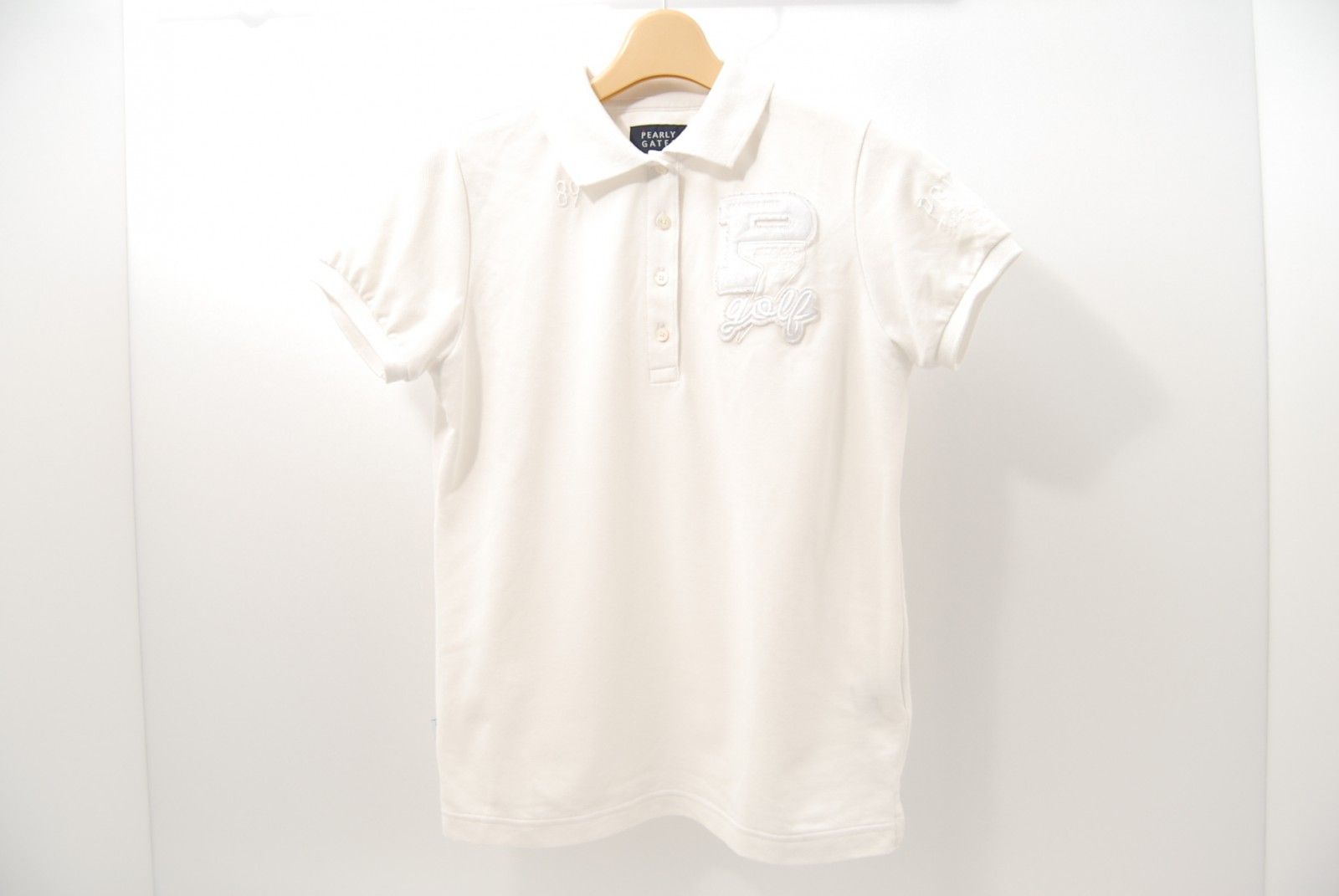 中古 レディース パーリーゲイツ PEARLY GATES 半袖ポロシャツ 0 ホワイト 白 シンプル