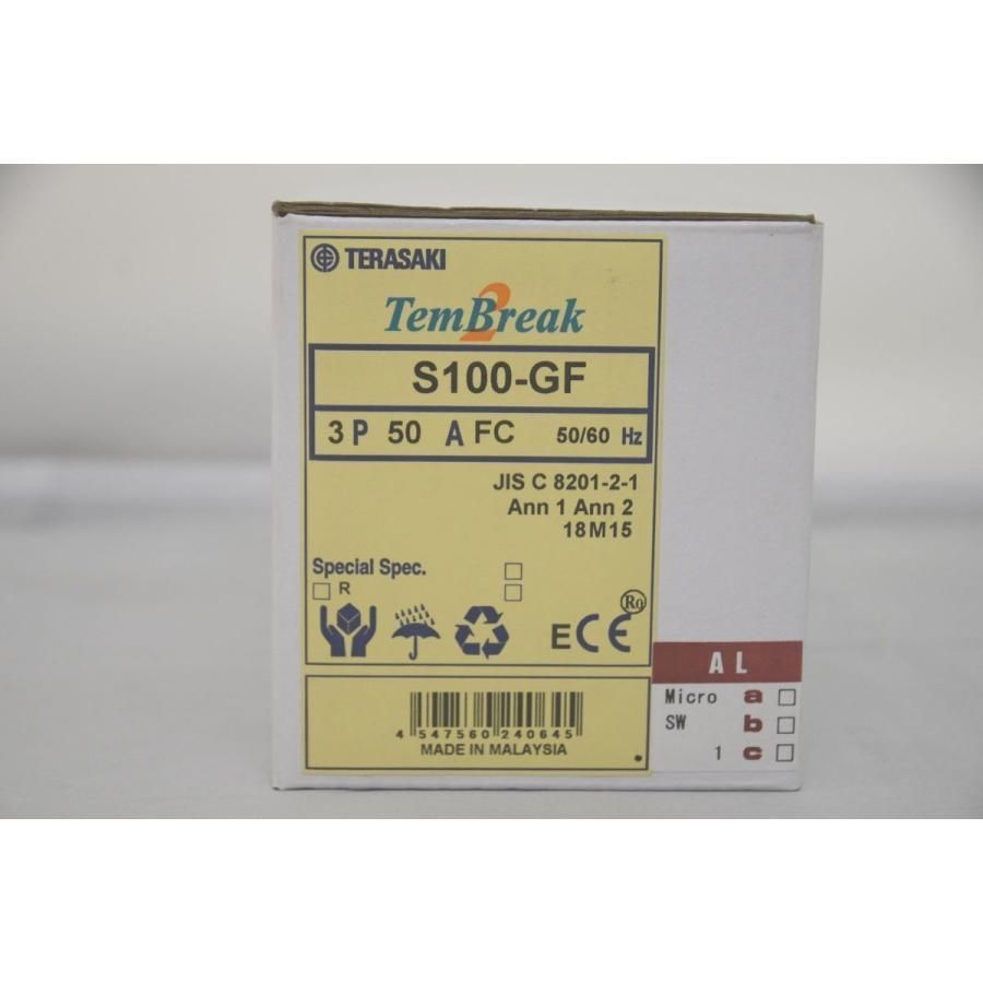 インボイス対応 新品 寺崎電気産業 S100-GF 3P 50A 漏電遮断器 ノーヒューズブレーカー