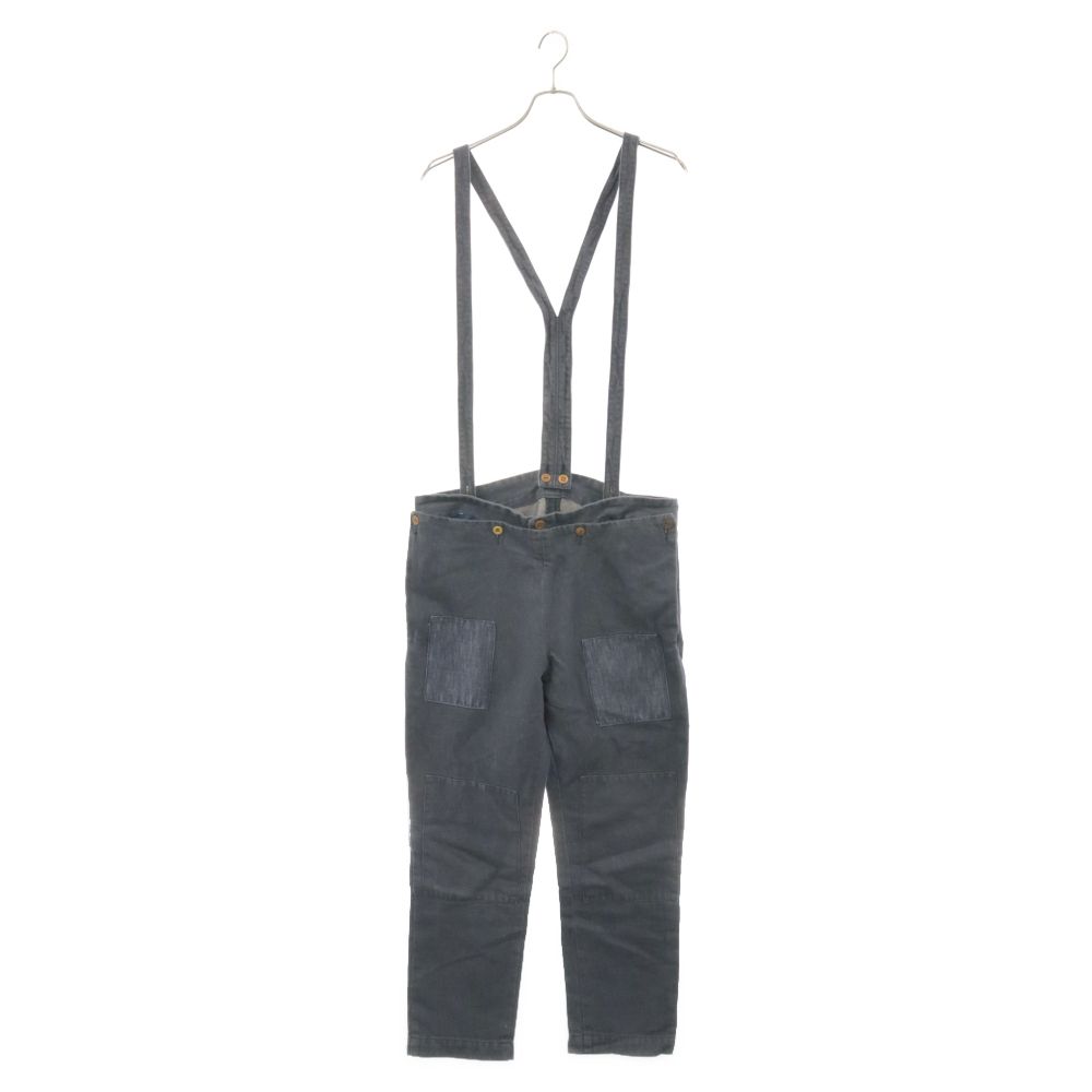 VISVIM (ヴィスヴィム) 14SS SS SEABEE PANT DMGD (COTTON/LINEN) コットン リネン サスペンダー付き  パッチワーク パンツ ネイビー 0114105005027