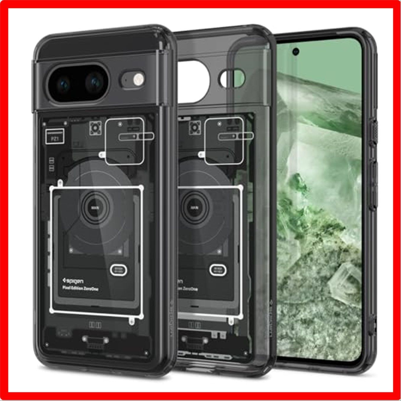 【匿名配送】 Google Pixel 8_ゼロ・ワン Spigen Google Pixel8 ケース クリア TPU バンパーケース 2重構造 米軍MIL規