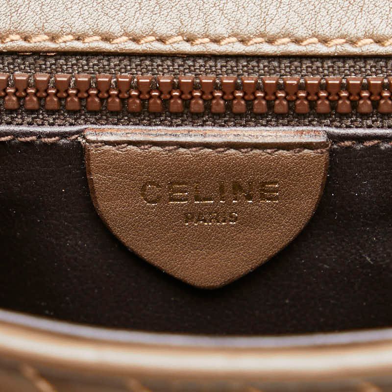 セリーヌ キルティング チェーン ショルダーバッグ ブラウン レザー レディース CELINE【228-69133】