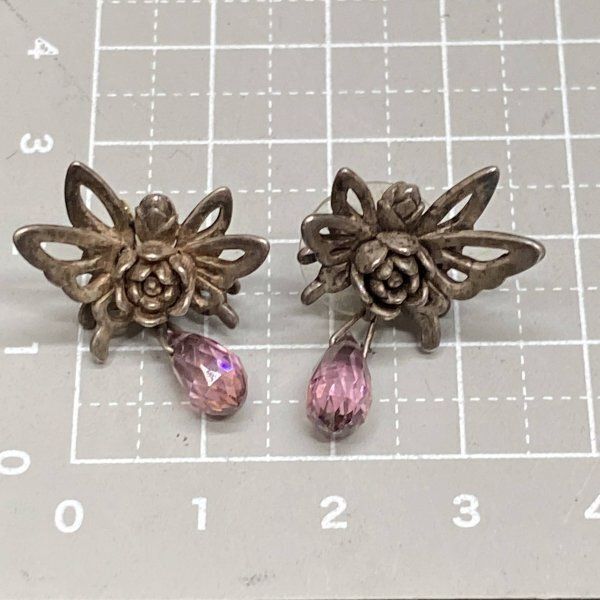 C301 KONRON プリンセス ピアス ピンクラインストーン Bloody