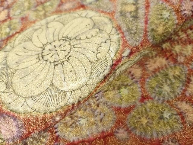 平和屋本店□極上 初代 久保田一竹 幻の辻が花 太鼓柄袋帯 金通し地