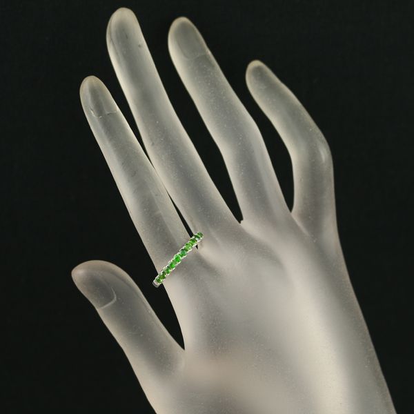 デマントイドガーネット 0.60ct ハーフエタニティ リング K18WG  