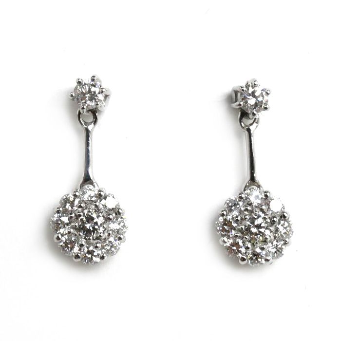 Ponte Vecchio ポンテヴェキオ K18WG ホワイトゴールド ダイヤ ピアス  