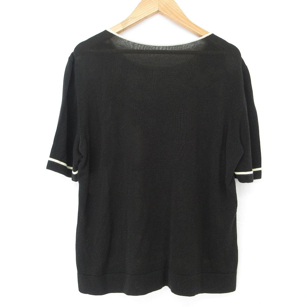 美品 LEONARD FASHION レオナール カンカン 切替 ペイズリー フラワープリント 半袖 カットソー プルオーバー Ⅼサイズ ブラック レディース 古着 中古 USED 美品 LEONARD FASHION レオナール カンカン 切替 ペイズリー フラワー