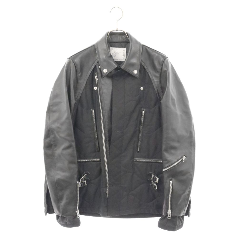 Sacai (サカイ) 21AW oversized contrast panel biker jacket レザー