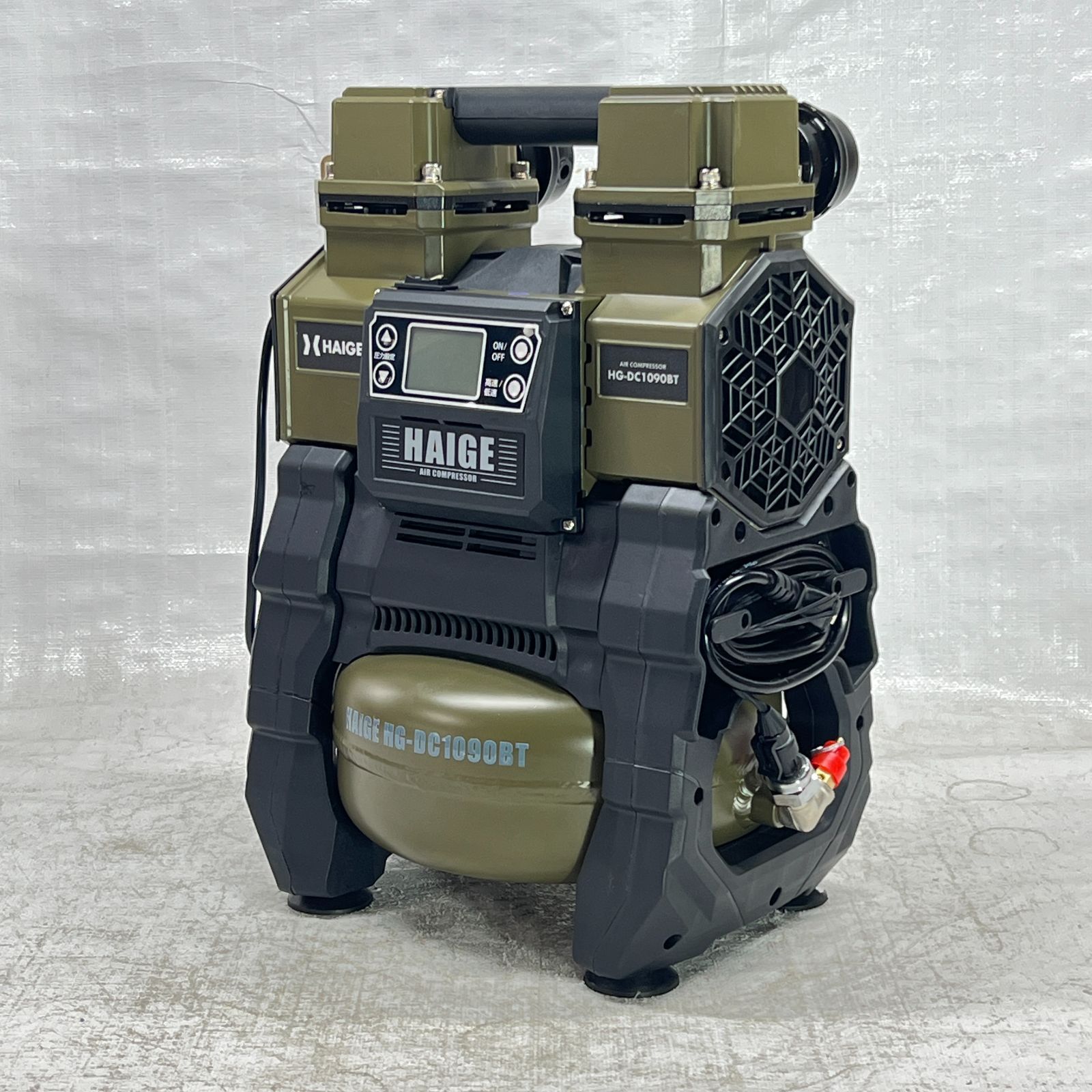 ♥ 展示品 エアーコンプレッサー 100 V 5 L アルミタンク オイルレス AC電源 バッテリー充電式ハイブリッド 静音 小型 軽量 業務用 HG 645