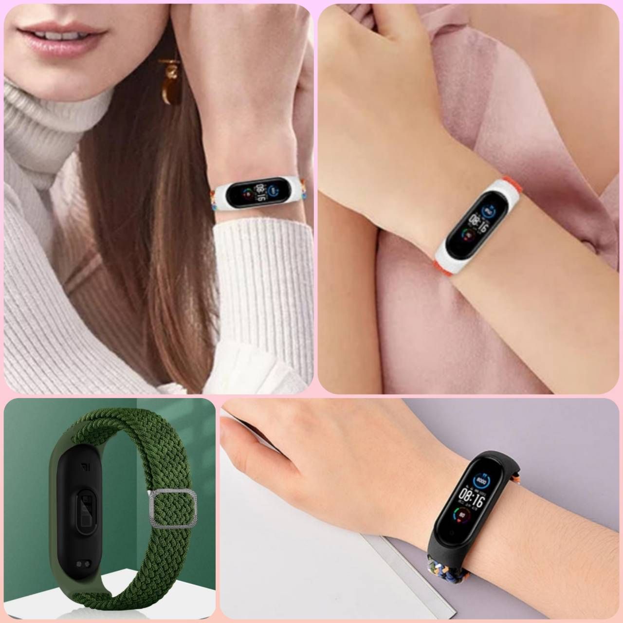 MiBand6◇新型ストレッチ(のび～る)調節可能ナイロンバンド【全8